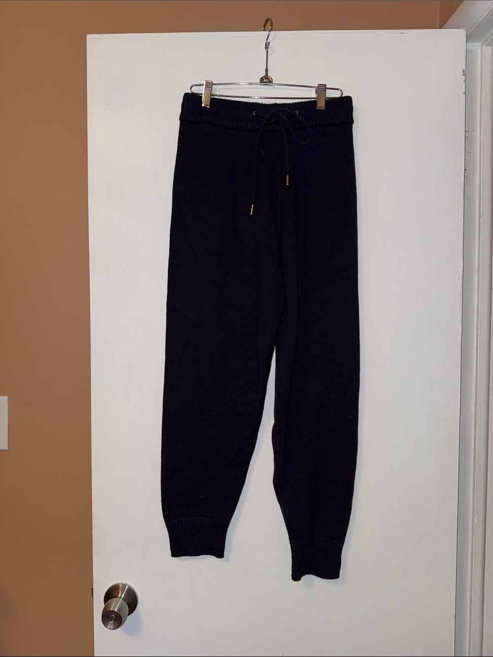 Zara Dark Blue Thick Knit Drawstring Joggers